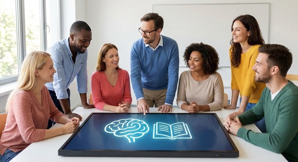 image of team brainstorming session (for a graphic design studio)